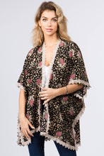 Load image into Gallery viewer, Leopard &amp; Floral Kimono with Lace
