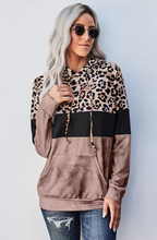 Load image into Gallery viewer, Leopard Tie Dye Colorblock Hoodie
