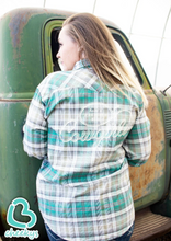 Load image into Gallery viewer, Let There Be Cowgirls Green Plaid Button-Up Western Shirt
