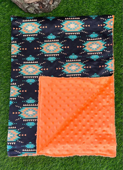 Black & Orange Aztec Printed Baby Blanket