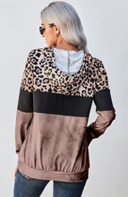 Load image into Gallery viewer, Leopard Tie Dye Colorblock Hoodie
