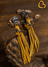 Load image into Gallery viewer, Presley Leather &amp; Buffalo Nickel Earrings - Mustard
