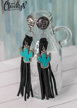 Load image into Gallery viewer, Presley Leather &amp; Buffalo Nickel Earrings Turquoise
