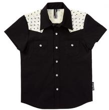 Load image into Gallery viewer, Knuckleheads Black Skulls Rockability Button Down Shirt
