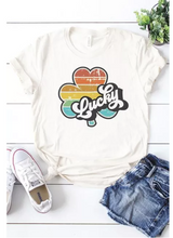 Load image into Gallery viewer, Lucky Retro Rainbow Clover Tee
