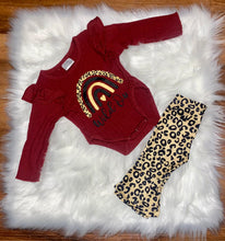 Load image into Gallery viewer, Burgundy Onesie with Bell Bottoms
