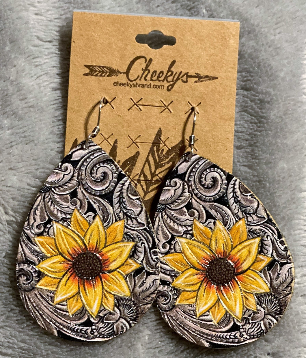 Leather Me Up Sunflower Earrings